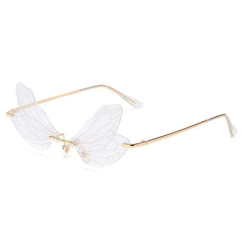 Wholesale Dragonfly Wing Shape Frameless PC Sunglasses